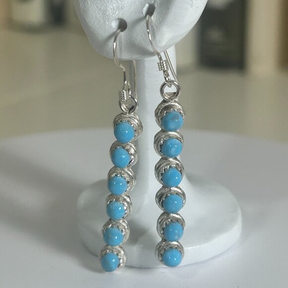 💎 Turquoise Delicate Drop Earrings - Unique Handmade Sterling Silver Jewelry - Picture 1 of 12